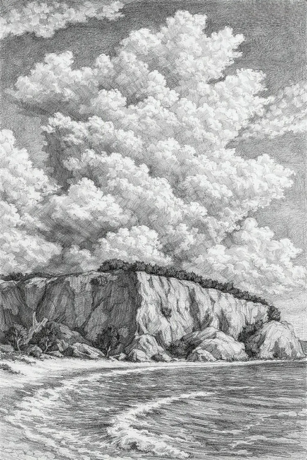 Lámina de acantilado junto al mar